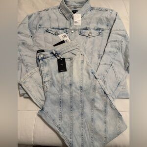 NWT! Forever 21 Mens Light Wash Denim Set - 38/32 pant & XL Jacket